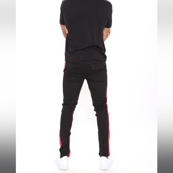 Travis Twill Joggers Black and Red - Picture 3 of 6